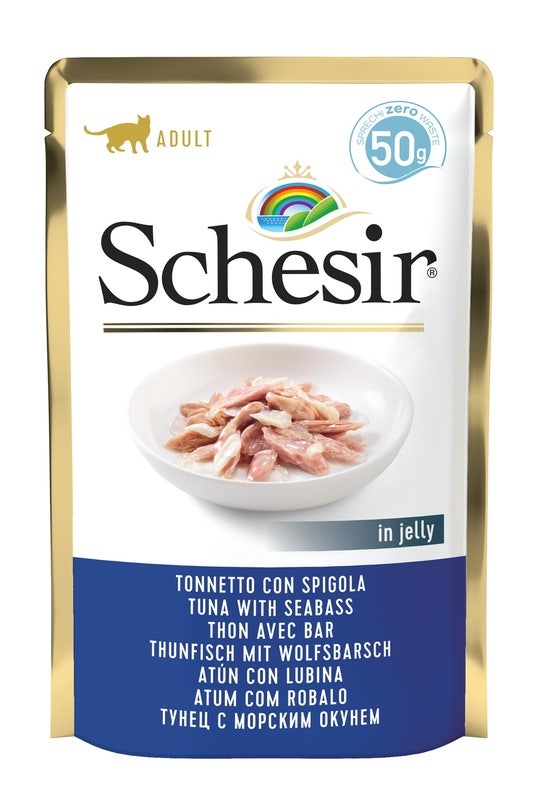 Schesir Comida Húmeda para Gatos Adultos Atún Con Lubina Sobre 50g-1