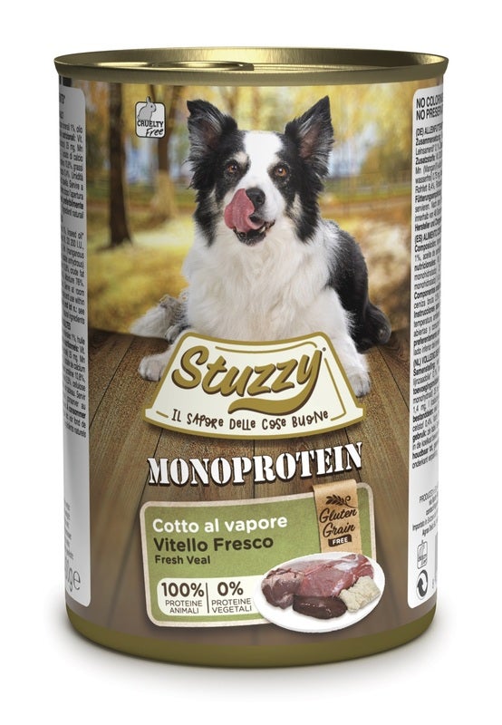 Stuzzy Monoproteína de Ternera Comida Húmeda para Perros Adultos Tarro 400g-1