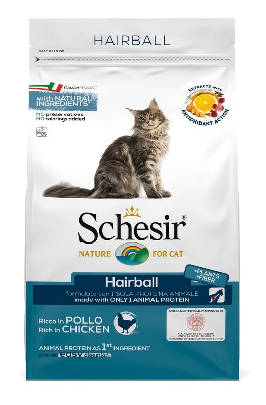 Schesir Croquetas Hairball con Pollo para Gatos Adultos Bolsa 1,5kg-1