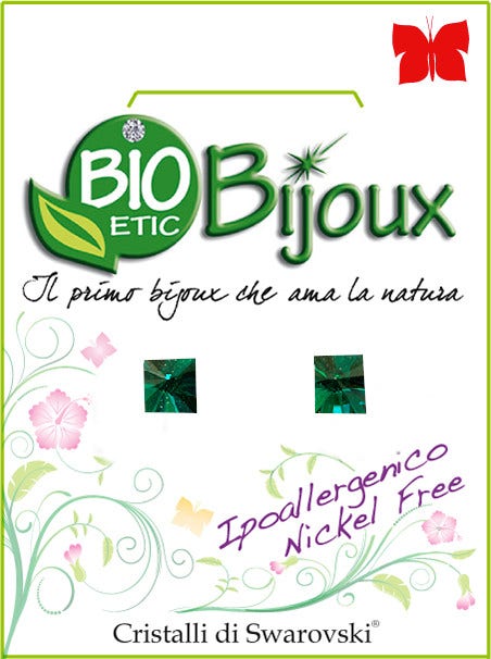 Bioetic Bijoux Pendiente Carre Swarovski Esmeralda 4mm 1 Par-1