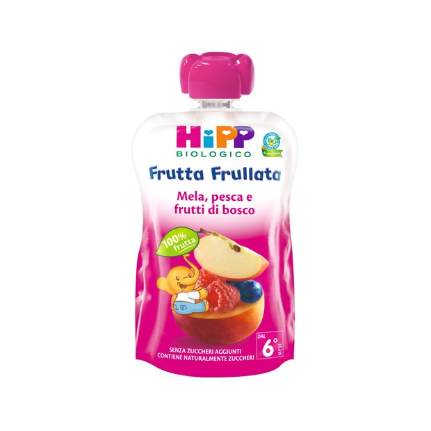 Batido de frutas Hipp Bio Manzana, melocotón y bayas 90 g A partir de 6 meses-2
