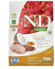 Farmina Natural & Delicious All Breed Quinua Skin & Coat Codorniz Alimento seco para gatos sin cereales 300 g-1