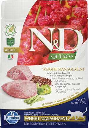 Farmina Natural & Delicious Quinoa Control de Peso Cordero Brócoli y Espárragos Alimento Seco para Gatos 300g-1