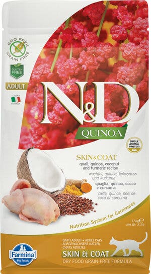 Farmina Natural & Delicious Quinoa Skin & Coat Codorniz Pienso Seco Sin Cereales para Gatos 1,5kg-2