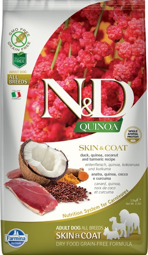 Farmina Natural & Delicious Alimento seco para perros sin cereales, piel y pelaje de quinua para todas las razas, 2,5 kg-1