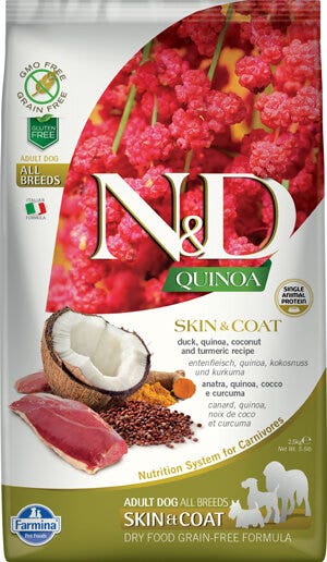 Farmina Natural & Delicious Alimento seco para perros sin cereales, piel y pelaje de quinua para todas las razas, 2,5 kg-2