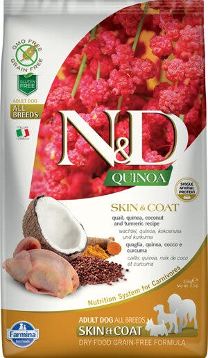 Farmina Natural & Delicious Alimento seco para perros sin cereales, piel y pelaje de quinua para todas las razas, 2,5 kg-2