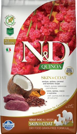 Farmina Natural & Delicious Alimento seco para perros sin cereales, piel y pelaje de quinua para todas las razas, 2,5 kg-1