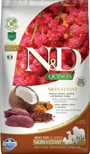 Farmina Natural & Delicious Alimento seco para perros sin cereales, piel y pelaje de quinua para todas las razas, 2,5 kg-2