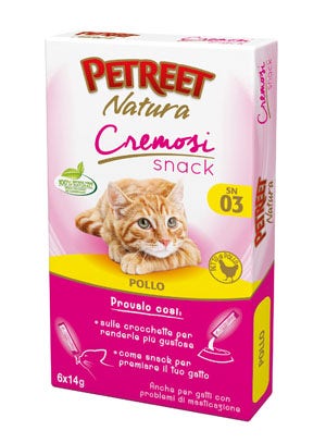 Petreet Natura Creamy Chicken Snacks Snacks Para Gatos Adultos 6 Piezas-1