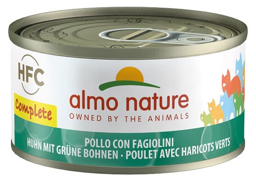 Almo Nature HFC Comida Húmeda Completa Pollo y Judías Verdes para Gatos Adultos Lata 70g-1