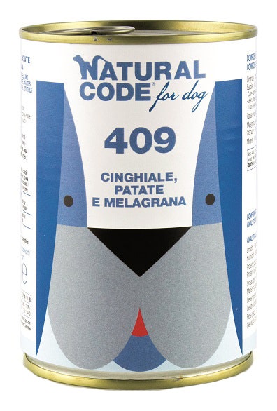 Natural Code 409 Comida Húmeda Con Jabalí/Patatas/Granada Para Perros Adultos Tarro 400g-1