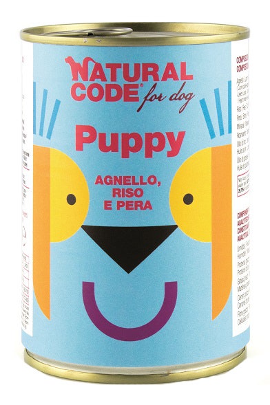 Natural Code Puppy 02 Comida Húmeda Con Cordero/Arroz/Pera Para Cachorros Tarro 400g-1