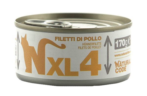 Natural Code XL4 Comida Húmeda Filetes de Pollo para Gatos Adultos Lata 170g-1