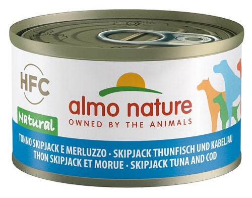 Almo Nature HFC Natural Skipjeck Atún y Bacalao Húmedo para Perros Adultos 95g-1