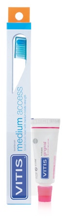 Vitis Cepillo Dental Acceso Medio + Pasta Dental Vitis Gingival 15ml-1