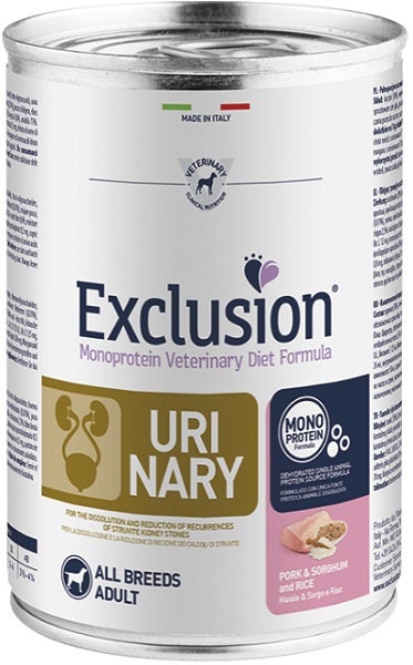 Fórmula de dieta veterinaria monoproteica de exclusión, comida húmeda urinaria sorgo/cerdo/arroz para perros 400g-1