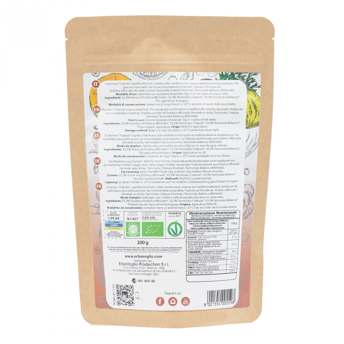 Erbavoglio Polvo de Triphala Bio 200g-3