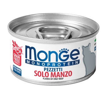 Monge Monoproteico Trozos Solo Ternera Comida Húmeda para Gatos 80 g