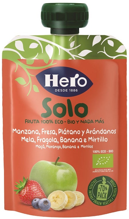 Hero Solo Frutta Frullata Mela Fragola Banana e Mirtilli 100% Bio 100g