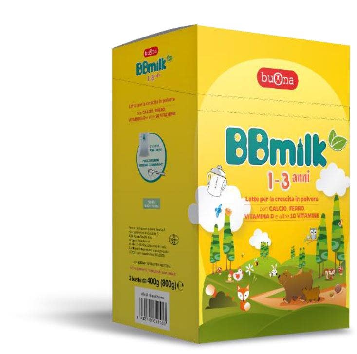 BB Milk 1-3 años, leche en polvo, 2 sobres de 400 g
