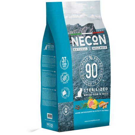 Necon Natural Wellness Sterilized Pesce Bianco/Riso Per Gatti Sterilizzati Sacco 1,5kg