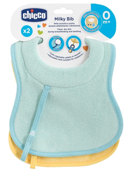 Chicco Baberos 0m + Azul Claro 2 Piezas-1