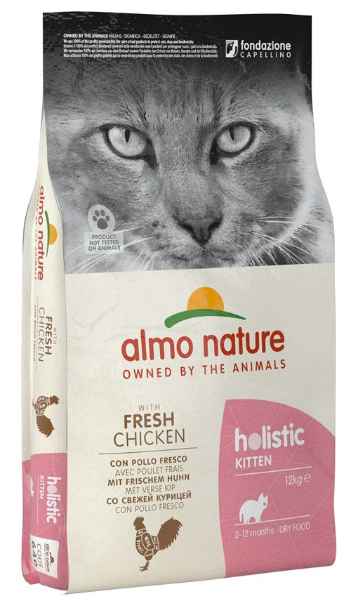 Almo Nature Holistic Kitten Pienso Seco Fresco para Gatitos Pollo y Arroz Bolsa 12kg-1