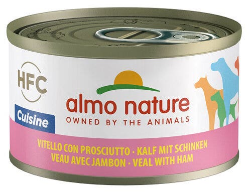 Almo Nature HFC Cuisine Ternera con Jamón Comida Húmeda para Perros Adultos Lata 95g-1