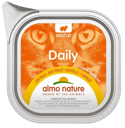 Almo Nature Daily Comida Húmeda Menu Con Pollo Para Gatos Adultos Bandeja 100g-1