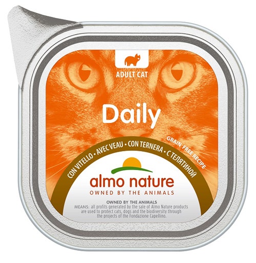 Almo Nature Menú Diario Comida Húmeda Ternera para Gatos Adultos tarrina 100g-1
