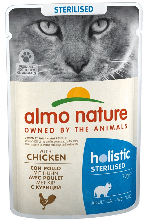 Almo Nature Comida Húmeda Esterilizada Holística Con Pollo Para Gatos Adultos Esterilizados Sobre 70g-1