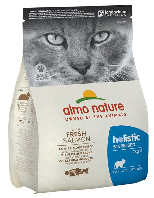 Almo Nature Pienso Holístico Esterilizado con Salmón y Arroz para Gatos Adultos Bolsa 2kg-1