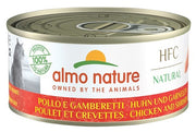 Almo Nature HFC Natural Comida húmeda de pollo y gambas para gatos adultos, lata de 150 g