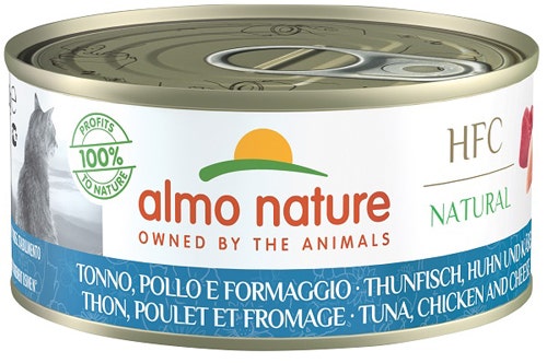 Almo Nature HFC Natural Atún, Pollo y Queso Comida húmeda para gatos adultos 150 g