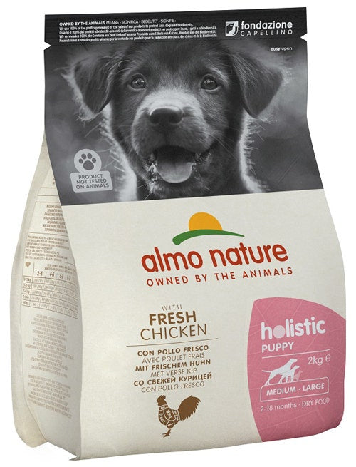 Almo Nature Croquetas Holistic Puppy de Pollo y Arroz para Perros Cachorros Tamaño Mediano Grande Bolsa 2kg-1