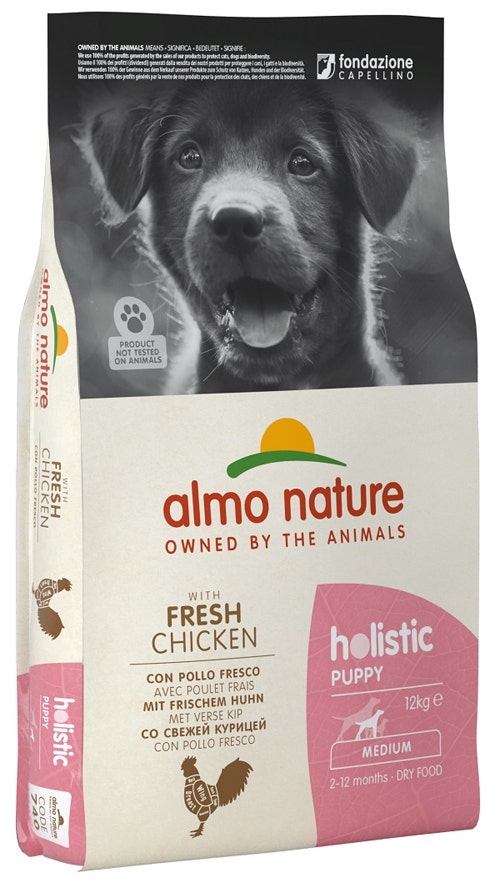 Almo Nature Croquetas Holistic Puppy Pollo para Perros Cachorros Tamaño Mediano Bolsa 12kg-1