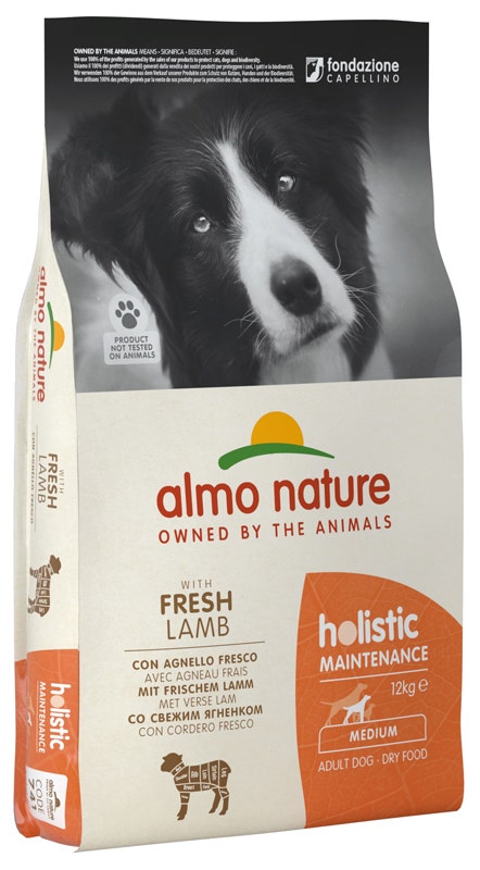 Almo Nature Croquetas de Cordero de Mantenimiento Holístico para Perros Adultos Tamaño Mediano Bolsa de 12kg-1