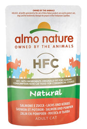 Almo Nature HFC Comida Húmeda Natural Salmón Y Calabaza Para Gatos Adultos 55g-1