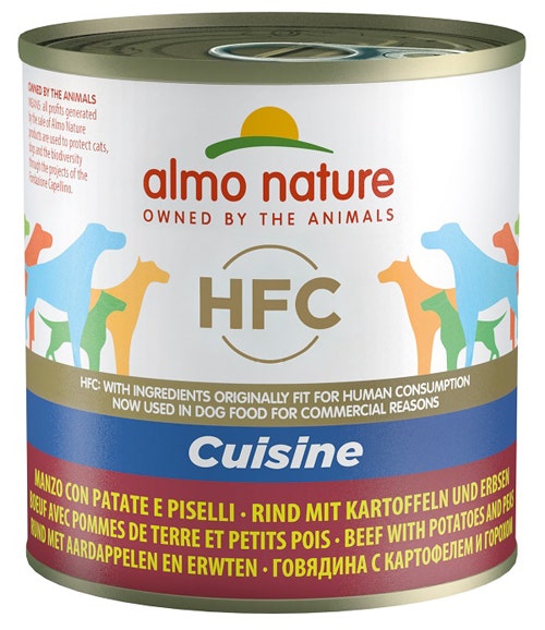 Almo Nature Cuisine Comida Húmeda de Ternera con Patatas y Guisantes para Perros Adultos Lata 290g-1