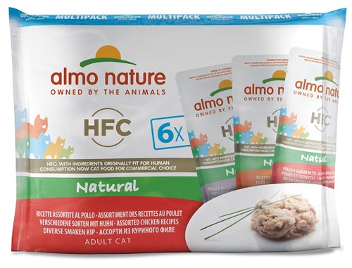 Almo Nature HCF Comida Húmeda Natural de Pollo para Gatos Adultos Sobres 6x55g-1