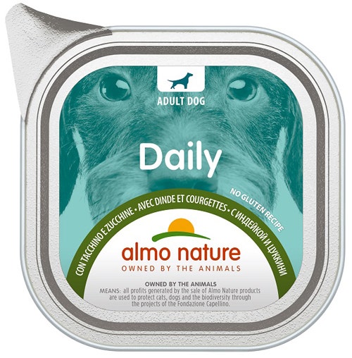 Almo Nature Menú Diario Comida Húmeda Pavo y Calabacín para Perros Adultos Bandeja 100g-1