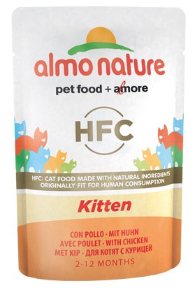 Almo Nature HFC Gatito Comida Húmeda Con Pollo Para Gatos Cachorros Sobre 55g-1