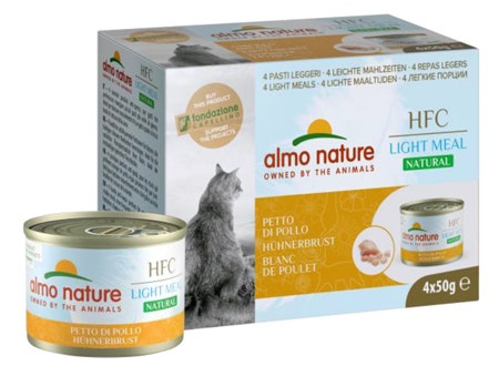 Almo Nature Natural Light Meal Comida húmeda de pechuga de pollo para gatos adultos 4x50 g