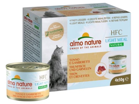 Almo Nature Natural Light Meal Comida húmeda de atún y gambas para gatos adultos 4 x 50 g