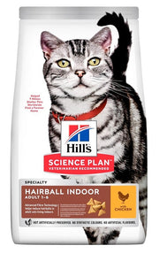 Hill's Science Plan Hairball Indoor Adult 1 - 6 Años Croquetas De Pollo Para Gatos Bolsa 300g-1