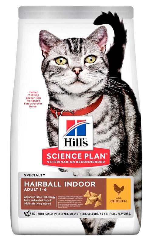 Hill's Science Plan Hairball Indoor Adult 1 - 6 Años Croquetas De Pollo Para Gatos Bolsa 300g-1