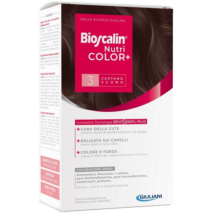 Bioscalin Nutricolor Plus Tinte permanente para el cabello 3 Castaño oscuro