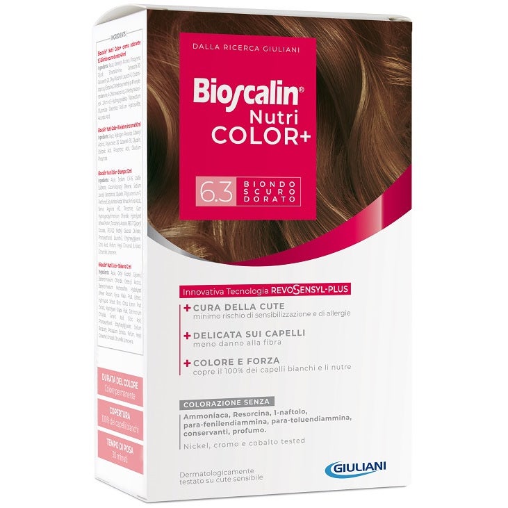 Bioscalin Nutricolor Plus Tinte permanente para el cabello 6,3 Rubio oscuro dorado