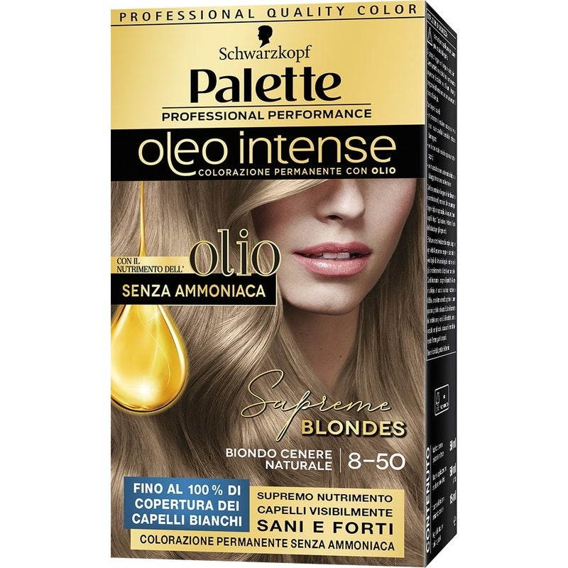 Schwarzkopf Palette Oleo Intense Colorazione Permanente 8-50 Biondo Cenere Naturale 173g